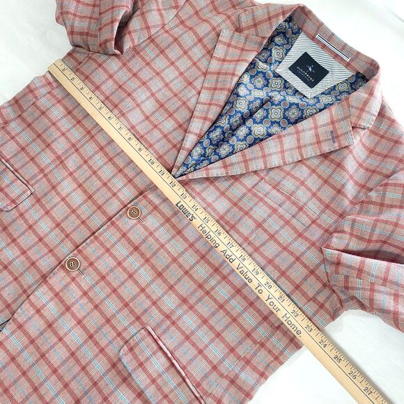 Plaid 2 Button Tailorbyrd Sportscoat Burnt Orange 46R Blazer Stretch Fabric Prep - Picture 6 of 16